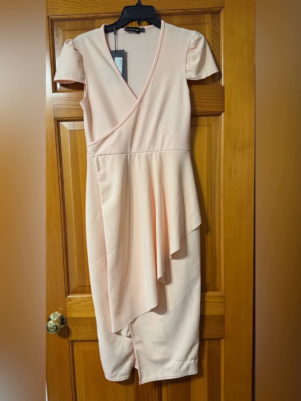 PrettyLittleThing Pale Pink Asymmetrical Wrap Dress